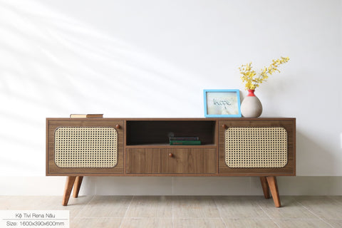 Kệ tivi cánh mây Rena Plus Nâu