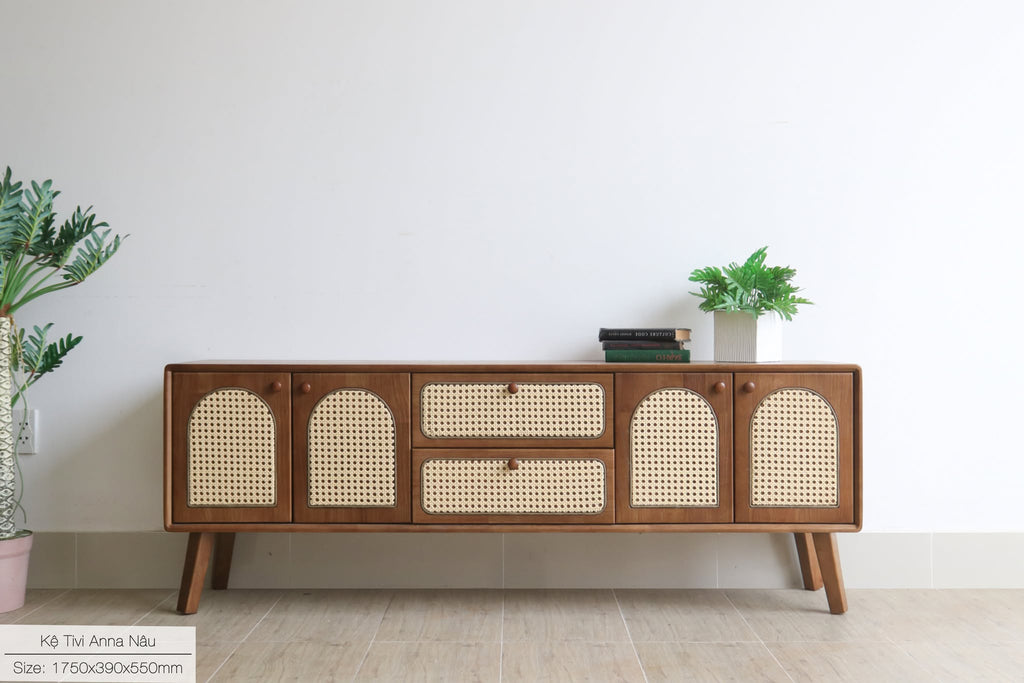 Kệ tivi Anna Nâu GỖ CAO SU