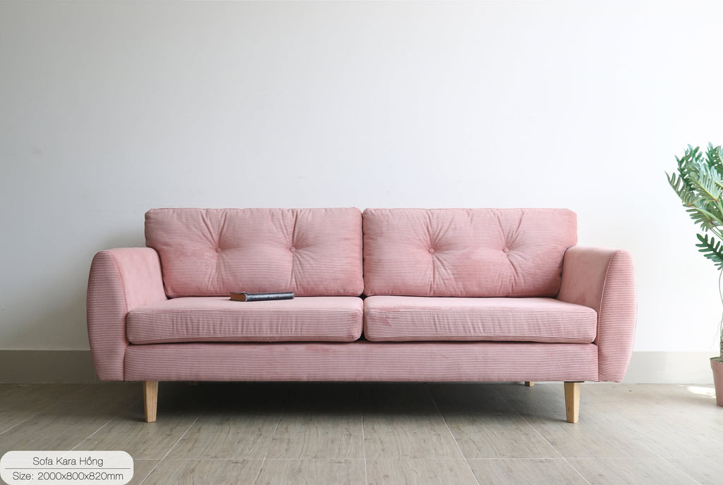 Sofa băng Kara Vải Hồng