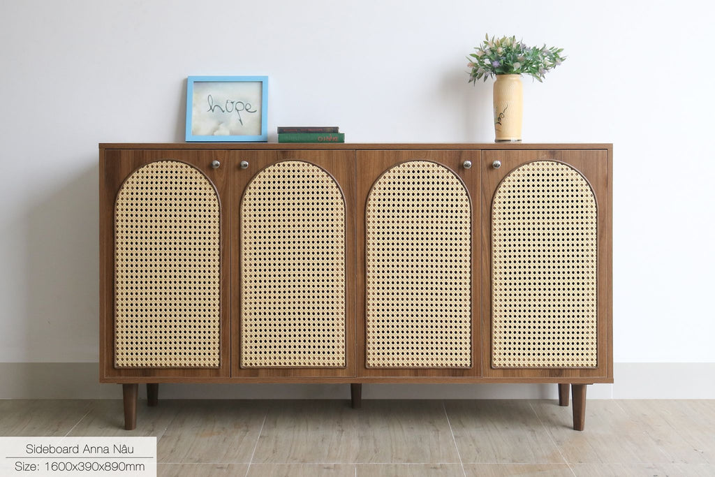 Sideboard cánh mây Anna Nâu MDF