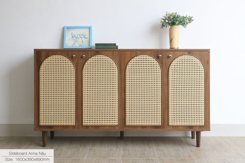 Sideboard cánh mây Anna Nâu MDF