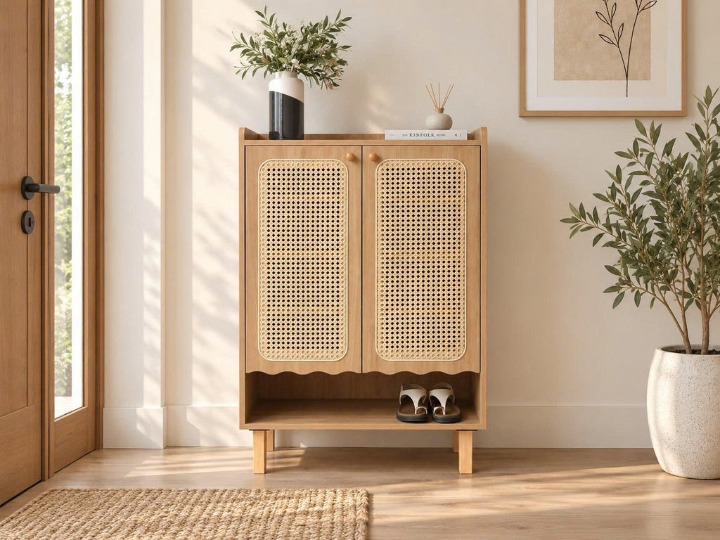 Tủ Giày Cánh Sóng MDF Tự Nhiên
