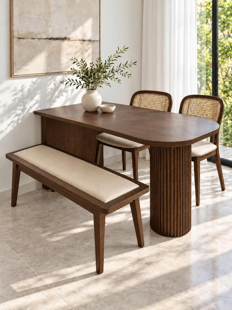 Bộ bàn ăn Kara nâu 2 ghế + 1 Bench