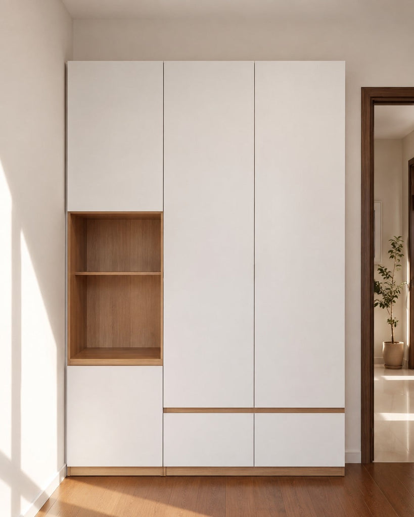 Tủ áo MDF TRẮNG + TỰ NHIÊN