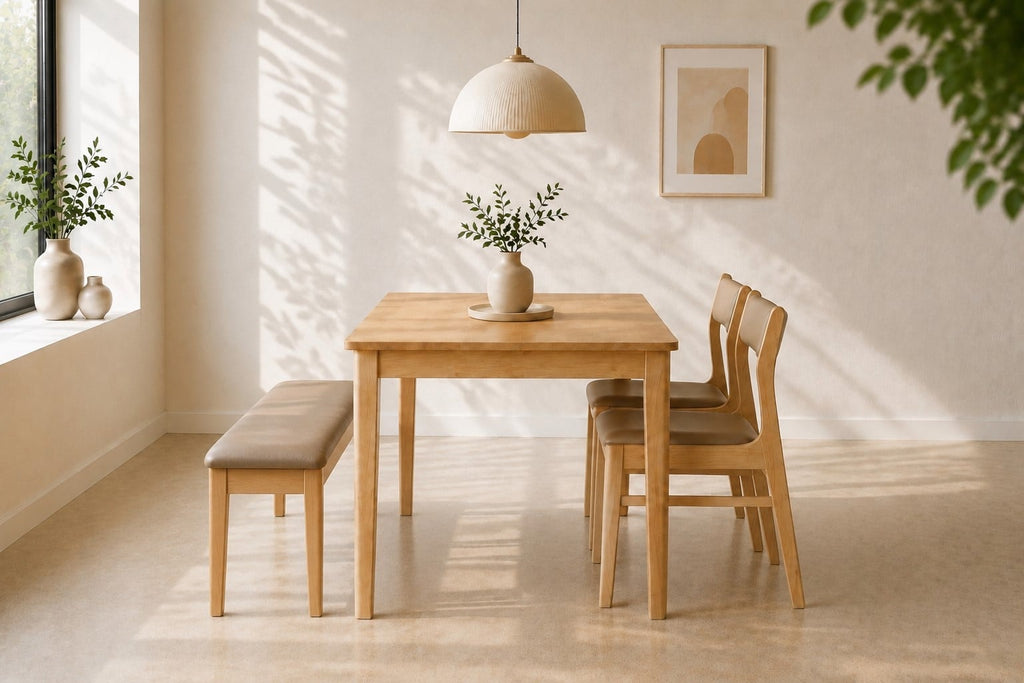 Bộ bàn ăn Tina tự nhiên & Bench