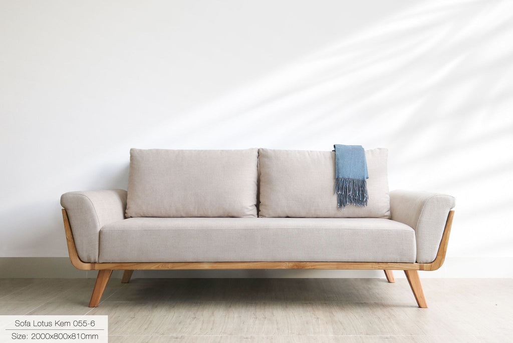 Sofa băng Lotus Tự Nhiên Vải Kem