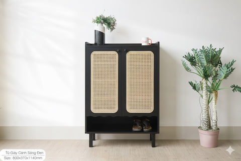 Tủ Giày Cánh Sóng MDF Đen