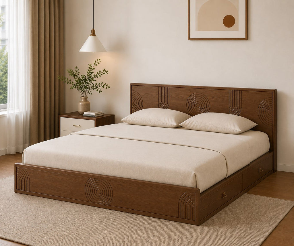 Giường gỗ MH-04 ( có hộc kéo )