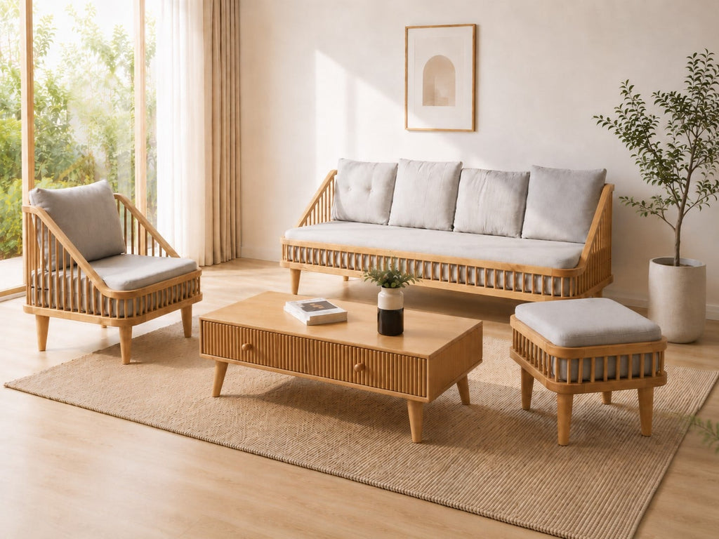 BỘ SOFA KEN TỰ NHIÊN KEM