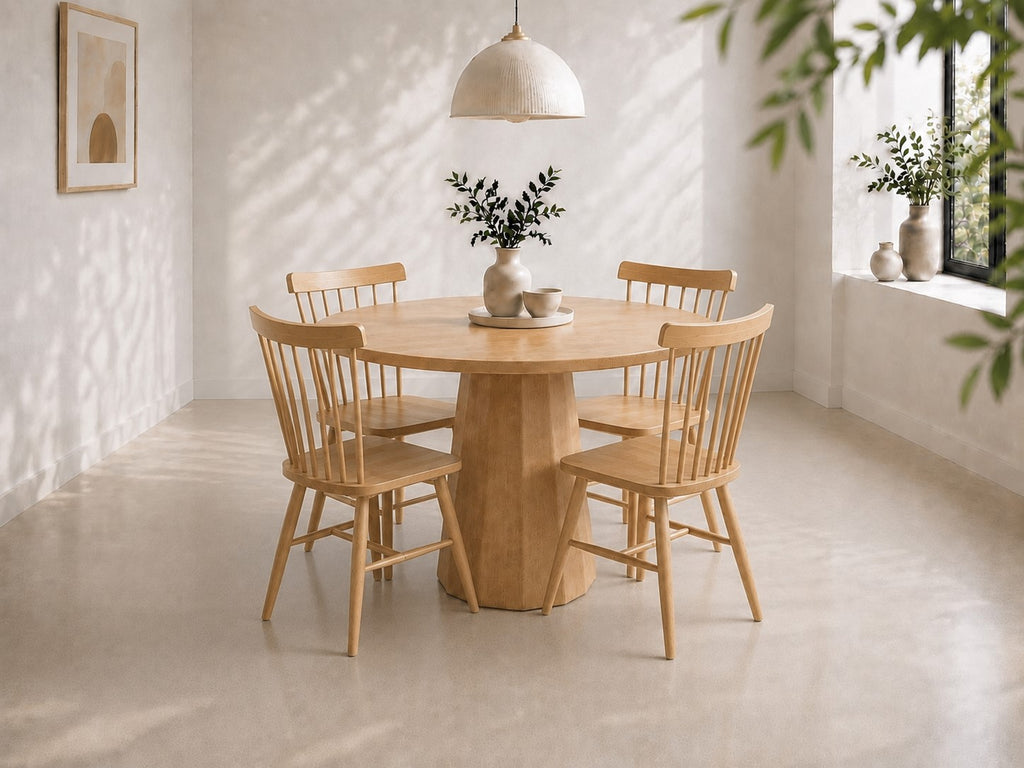 Bộ bàn ăn tròn Rio tự nhiên 4 ghế