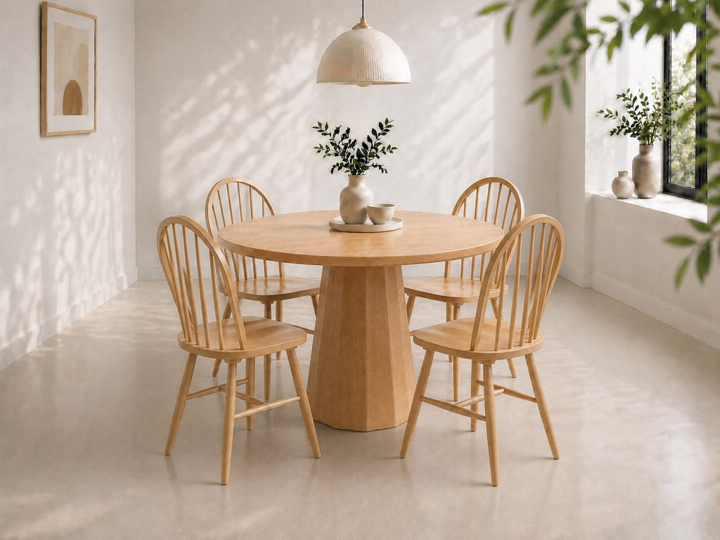 Bộ bàn ăn tròn Sol tự nhiên 4 ghế