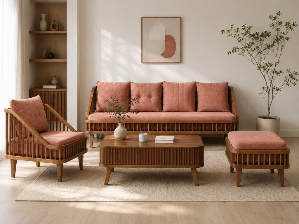 BỘ SOFA KEN NÂU CAM