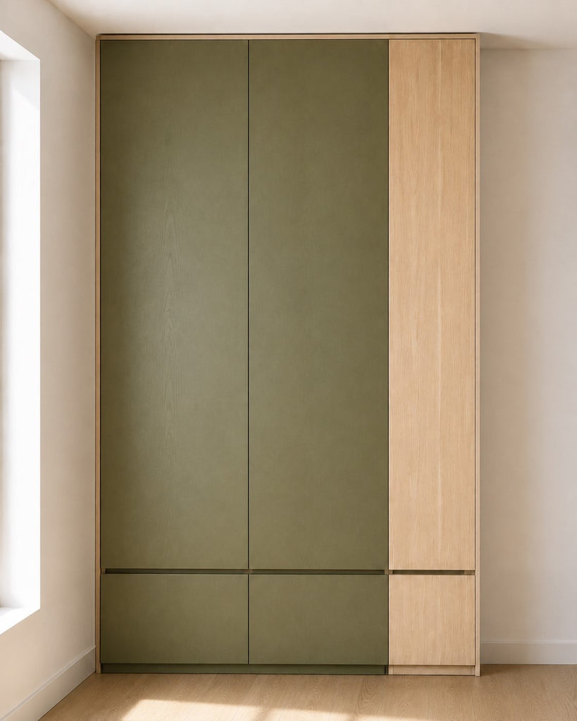 Tủ Áo MDF melamin Tự Nhiên - Xanh