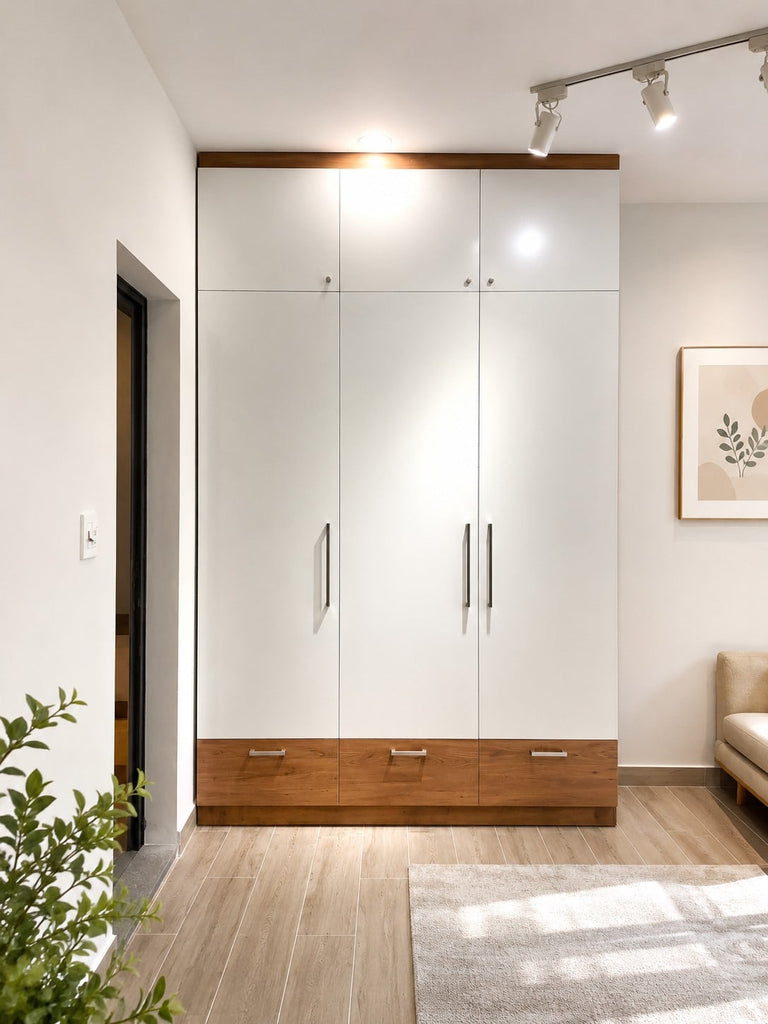 (MDF melamin) Tủ áo MDF TỰ NHIÊN +  TRẮNG