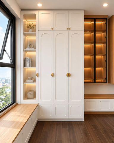 Tủ áo cánh MDF sơn + kính
