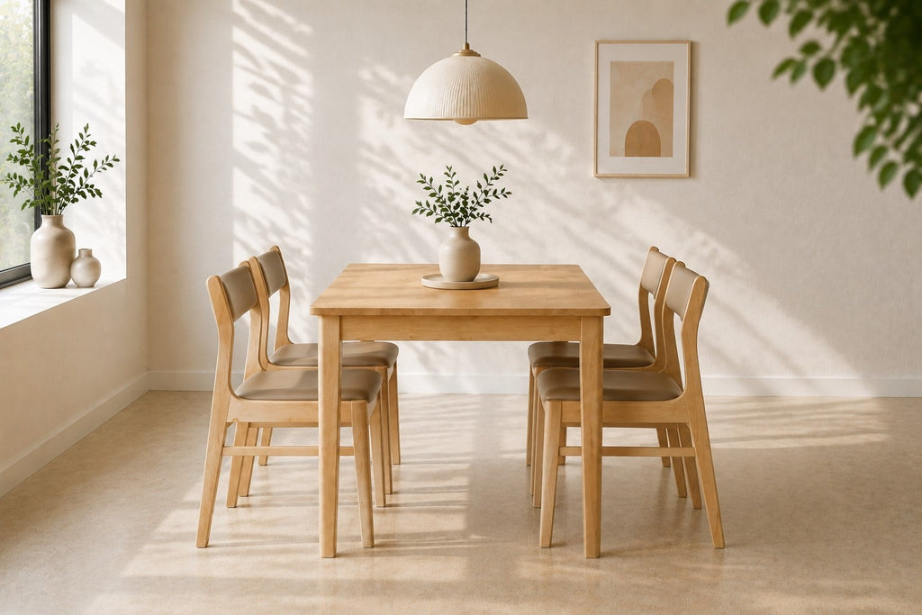 Bộ bàn ăn Tina tự nhiên 4 ghế