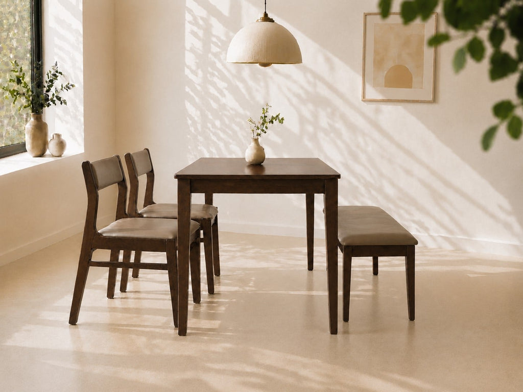 Bộ bàn ăn Tina nâu & Bench