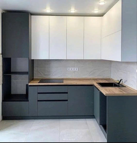 Tủ bếp màu xám đậm
