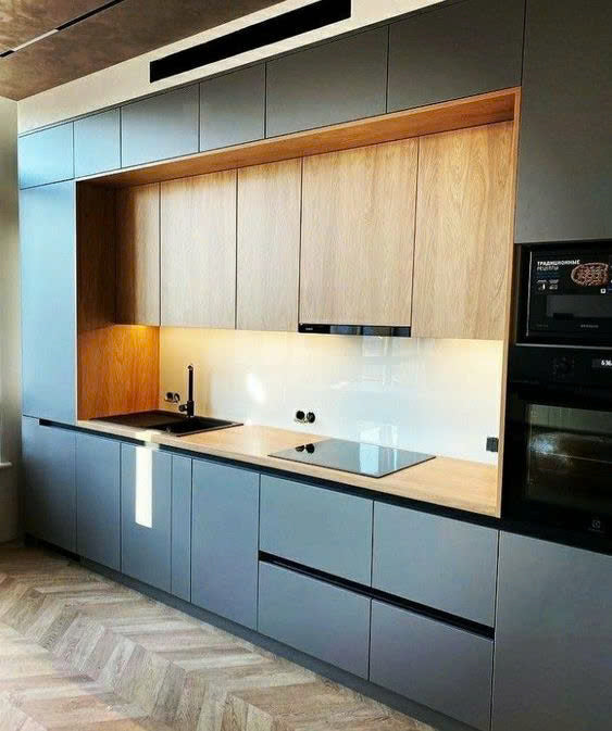 Tủ bếp xanh đậm